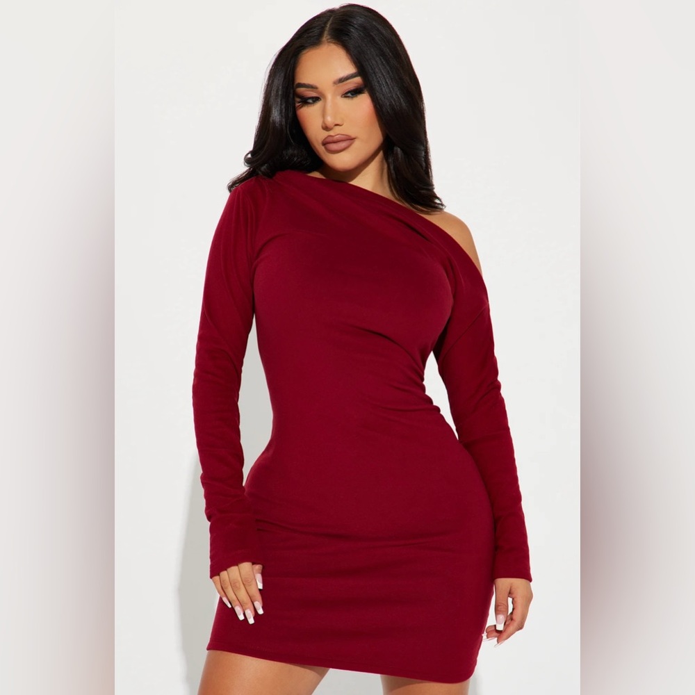 MOVING SALE!! $10!! Elegant Burgundy One-Shoulder Dress